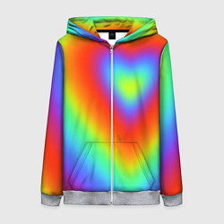 Толстовка на молнии женская Сердце - радужный градиент, цвет: 3D-меланж