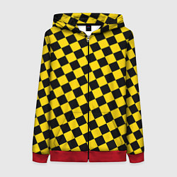 Толстовка на молнии женская Черно-желтая мелкая клетка, цвет: 3D-красный