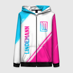 Женская толстовка на молнии Lindemann neon gradient style: надпись, символ