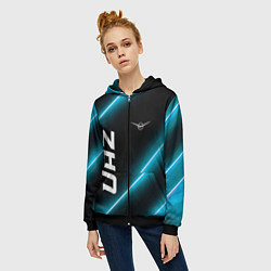 Толстовка на молнии женская UAZ неоновые лампы, цвет: 3D-черный — фото 2