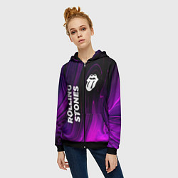 Толстовка на молнии женская Rolling Stones violet plasma, цвет: 3D-черный — фото 2