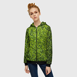 Толстовка на молнии женская Зеленая травка, цвет: 3D-черный — фото 2