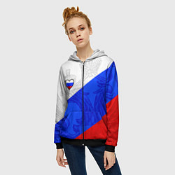 Толстовка на молнии женская Сердечко - Россия, цвет: 3D-черный — фото 2