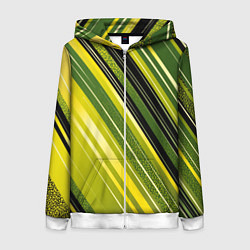 Толстовка на молнии женская Травяной линейный дизайн, цвет: 3D-белый