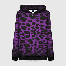 Женская толстовка на молнии Фиолетовый леопард