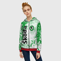 Толстовка на молнии женская Skoda auto logo, цвет: 3D-красный — фото 2