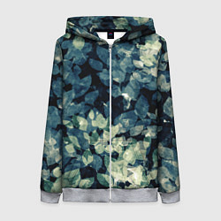 Толстовка на молнии женская Темные листья, цвет: 3D-меланж