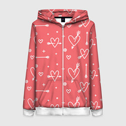 Толстовка на молнии женская Love is love, цвет: 3D-белый