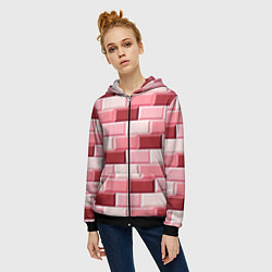 Толстовка на молнии женская Красные кирпичи, цвет: 3D-черный — фото 2