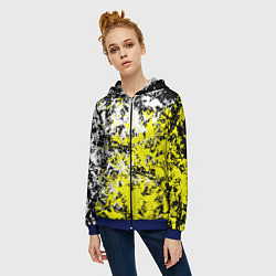 Толстовка на молнии женская Белая и жёлтая краска, цвет: 3D-синий — фото 2