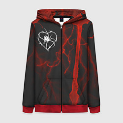 Толстовка на молнии женская Гранж, разводы и паук, цвет: 3D-красный