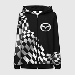 Толстовка на молнии женская Mazda racing flag, цвет: 3D-черный