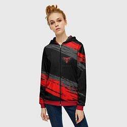 Толстовка на молнии женская Heroic black, цвет: 3D-красный — фото 2