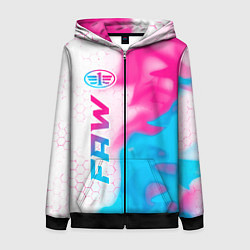 Толстовка на молнии женская FAW neon gradient style: по-вертикали, цвет: 3D-черный