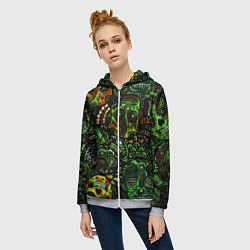 Толстовка на молнии женская Мексиканские призраки, цвет: 3D-меланж — фото 2