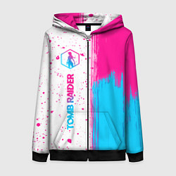 Толстовка на молнии женская Tomb Raider neon gradient style: по-вертикали, цвет: 3D-черный