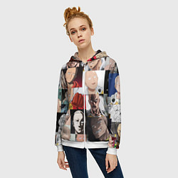 Толстовка на молнии женская Saitama - many faces, цвет: 3D-белый — фото 2
