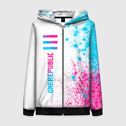 Женская толстовка на молнии OneRepublic neon gradient style: по-вертикали