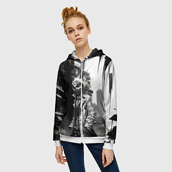 Толстовка на молнии женская Кибернетический кицунэ, цвет: 3D-белый — фото 2
