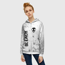 Толстовка на молнии женская Bleach glitch на светлом фоне: надпись, символ, цвет: 3D-белый — фото 2