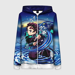 Толстовка на молнии женская Танджиро Камадо Клинок, рассекающий демонов, цвет: 3D-белый