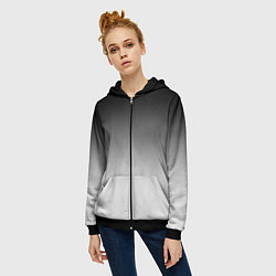 Толстовка на молнии женская Black and white gradient, цвет: 3D-черный — фото 2
