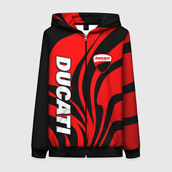 Толстовка на молнии женская Ducati - red stripes, цвет: 3D-черный