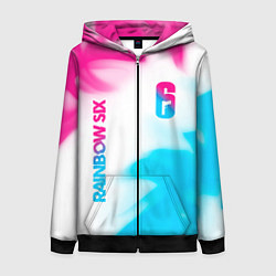 Женская толстовка на молнии Rainbow Six neon gradient style: надпись, символ