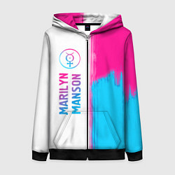 Женская толстовка на молнии Marilyn Manson neon gradient style: по-вертикали