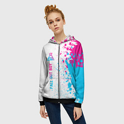 Толстовка на молнии женская Fall Out Boy neon gradient style: по-вертикали, цвет: 3D-черный — фото 2