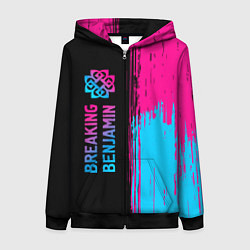 Толстовка на молнии женская Breaking Benjamin - neon gradient: по-вертикали, цвет: 3D-черный