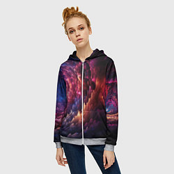 Толстовка на молнии женская Звездная космическая спираль, цвет: 3D-меланж — фото 2