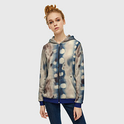 Толстовка на молнии женская Тай дай паттерн, цвет: 3D-синий — фото 2