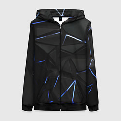 Толстовка на молнии женская Black texture neon line, цвет: 3D-черный