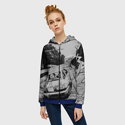 Толстовка на молнии женская Тойота ae 86 - Инициал ди, цвет: 3D-синий — фото 2