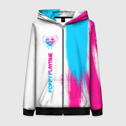 Женская толстовка на молнии Poppy Playtime neon gradient style: по-вертикали