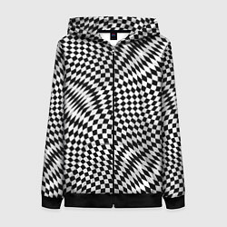 Женская толстовка на молнии Черно-белая шахматная иллюзия