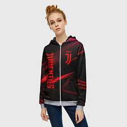 Толстовка на молнии женская Juventus black red logo, цвет: 3D-меланж — фото 2