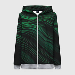 Женская толстовка на молнии Dark green texture