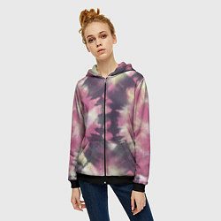 Толстовка на молнии женская Tie-Dye дизайн, цвет: 3D-черный — фото 2