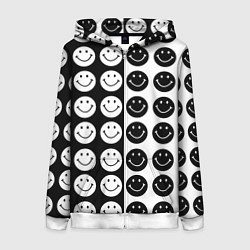 Толстовка на молнии женская Smiley black and white, цвет: 3D-белый