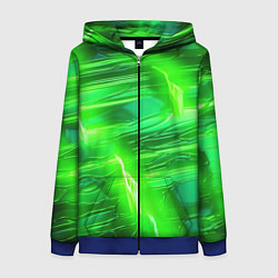 Толстовка на молнии женская Яркий зеленый фон, цвет: 3D-синий