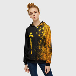 Толстовка на молнии женская Mitsubishi - gold gradient: по-вертикали, цвет: 3D-черный — фото 2