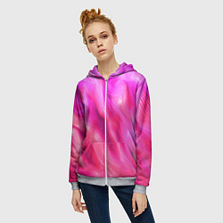 Толстовка на молнии женская Pink abstract texture, цвет: 3D-меланж — фото 2