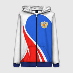 Женская толстовка на молнии Герб РФ - white sport
