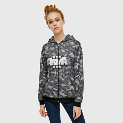 Толстовка на молнии женская Арма 3 - хаки, цвет: 3D-черный — фото 2