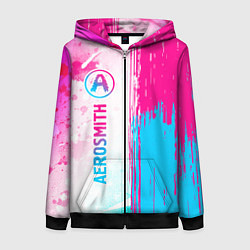 Женская толстовка на молнии Aerosmith neon gradient style: по-вертикали