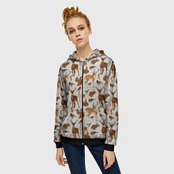 Толстовка на молнии женская Лесные животные, цвет: 3D-черный — фото 2