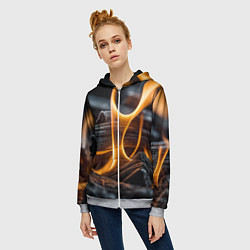 Толстовка на молнии женская Дрова в костре - нейросеть, цвет: 3D-меланж — фото 2