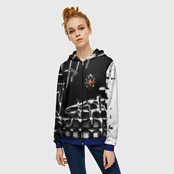 Толстовка на молнии женская Россия герб РФ, цвет: 3D-синий — фото 2